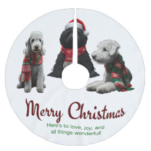Falda Para El Árbol De Navidad De Poliéster Feliz Navidad a los perros