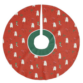 Falda Para El Árbol De Navidad De Poliéster Feliz Navidad lindo patrón de oso polar