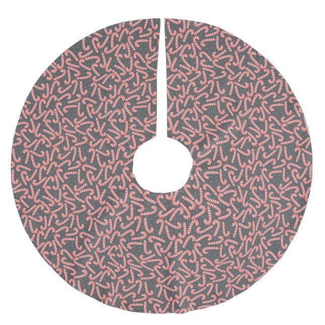 Falda Para El Árbol De Navidad De Poliéster Feliz Navidad Peppermint Candy Canes Snowflakes (Anverso)