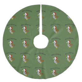 Falda Para El Árbol De Navidad De Poliéster ¡Feliz Navidad! Santa Quail