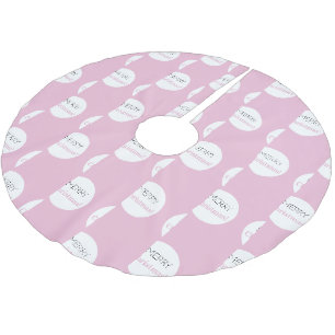 Falda Para El Árbol De Navidad De Poliéster Feliz Navidad! Tipografía rosa moderna