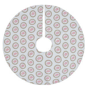 Falda Para El Árbol De Navidad De Poliéster Feliz Navidad Wreath