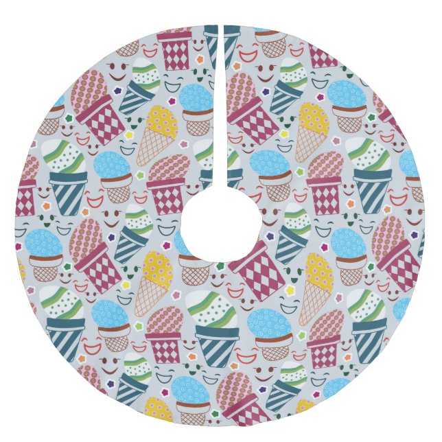 Falda Para El Árbol De Navidad De Poliéster Feliz Pascua (Anverso)