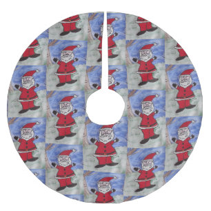 Falda Para El Árbol De Navidad De Poliéster Feliz Santa