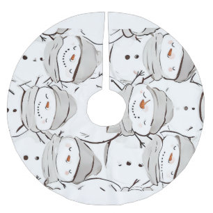 Falda Para El Árbol De Navidad De Poliéster Feliz Snowman