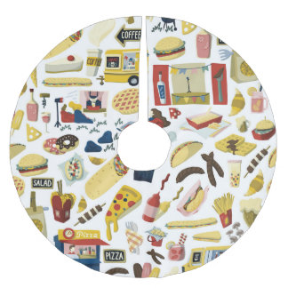 Falda Para El Árbol De Navidad De Poliéster Festival de Camiones de Alimentos: Patrón Personal