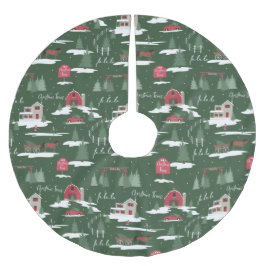 Falda Para El Árbol De Navidad De Poliéster Festive Fa La Vintage Christmas Tree Scene