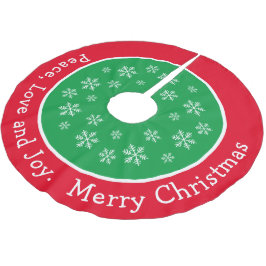 Falda Para El Árbol De Navidad De Poliéster Festividad Feliz Navidad Rojo y Copo de Nieve Verd