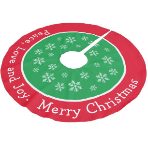 Falda Para El Árbol De Navidad De Poliéster Festividad Feliz Navidad Rojo y Copo de Nieve Verd