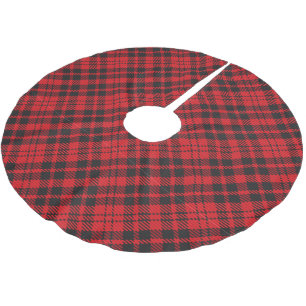 Falda Para El Árbol De Navidad De Poliéster Festividad Red Tartán Plaid Christmas Tree Skirt