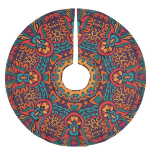 Falda Para El Árbol De Navidad De Poliéster Festividad tribal: Colorido patrón étnico