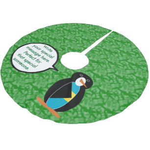 Falda Para El Árbol De Navidad De Poliéster Fiesta de la bandera bahameña Sra. Penguin habland