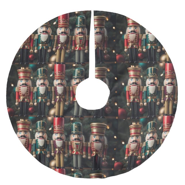 Falda Para El Árbol De Navidad De Poliéster Five festive Christmas nutcrackers  (Anverso)