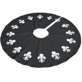 Falda Para El Árbol De Navidad De Poliéster Fleur De Lis Black