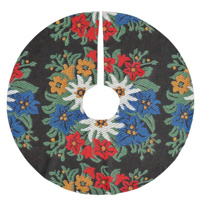 Falda Para El Árbol De Navidad De Poliéster Flor alpina suiza de Edelweiss (Anverso)