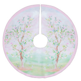 Falda Para El Árbol De Navidad De Poliéster Flor de adormidera de Chinoiserie nigromillennial