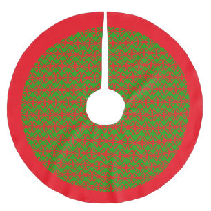 Falda Para El Árbol De Navidad De Poliéster Flor de la Vida Verde y Roja