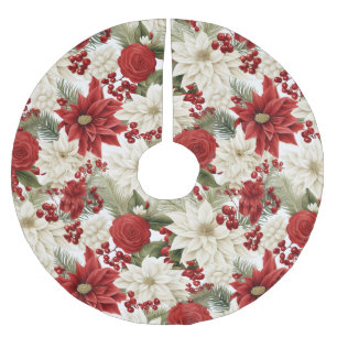 Falda Para El Árbol De Navidad De Poliéster Flor de Nochebuena de Navidad – Diseño Floral de V