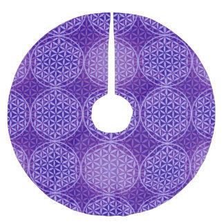 Falda Para El Árbol De Navidad De Poliéster Flor de vida - patrón de sello - púrpura