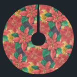 Falda Para El Árbol De Navidad De Poliéster Floral de Navidades de Poinsettias<br><div class="desc">En esta falda de árbol personalizado única se muestran las hojas y los puntos rojos y dorados. COINCIDIENDO elementos de nuestra colección.</div>