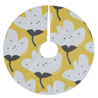 Falda Para El Árbol De Navidad De Poliéster Floral escandinava: diseño de cosecha manual