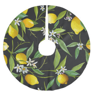 Falda Para El Árbol De Navidad De Poliéster Floral Lemon Fruits Vintage
