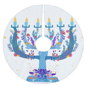Falda Para El Árbol De Navidad De Poliéster floral menorah hanukkah