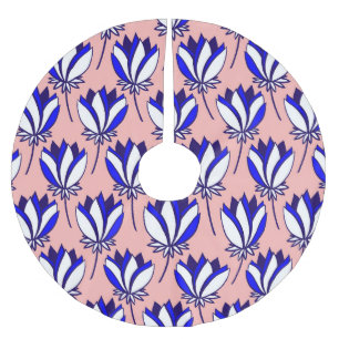 Falda Para El Árbol De Navidad De Poliéster Floral simétrica: patrón de cosecha colorida