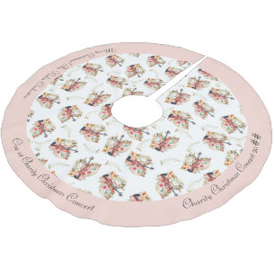 Falda Para El Árbol De Navidad De Poliéster Floral Violins Gold Music Notes Navidades Holiday