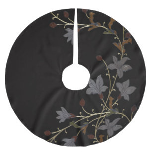 Falda Para El Árbol De Navidad De Poliéster Flores Art Déco sobre negro