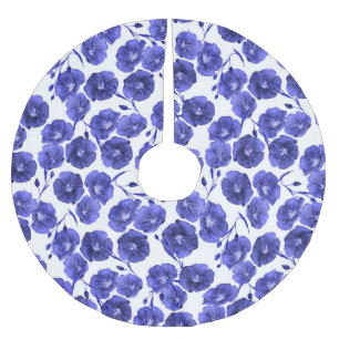 Falda Para El Árbol De Navidad De Poliéster Flores de campo acuarelas: papel de fondo botánico