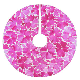 Falda Para El Árbol De Navidad De Poliéster Flores de color rosa delgado