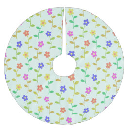 Falda Para El Árbol De Navidad De Poliéster Flores de colores, motivos florales, vegetación, b