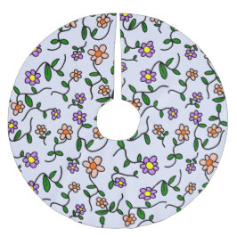 Falda Para El Árbol De Navidad De Poliéster Flores de colores, motivos florales, vegetación, b