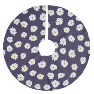 Falda Para El Árbol De Navidad De Poliéster Flores de margarita: pequeño patrón sin costuras.