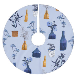 Falda Para El Árbol De Navidad De Poliéster Flores modernas Vase Monotone vintage