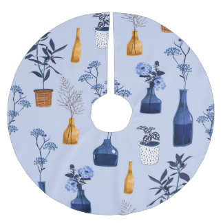 Falda Para El Árbol De Navidad De Poliéster Flores modernas Vase Monotone vintage