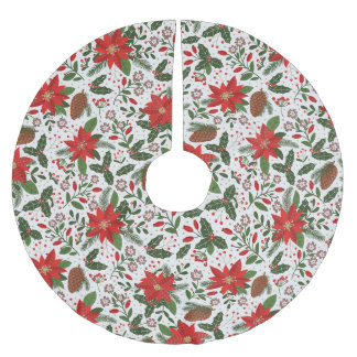 Falda Para El Árbol De Navidad De Poliéster Flores navidades