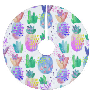 Falda Para El Árbol De Navidad De Poliéster Flores otoñales pintadas a mano, patrón sin fisura