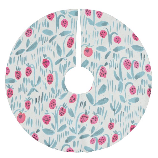 Falda Para El Árbol De Navidad De Poliéster Flores pequeñas: acuarela sin foco (Anverso)