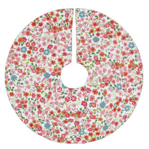Falda Para El Árbol De Navidad De Poliéster Flores pequeñas, color calico sin costura