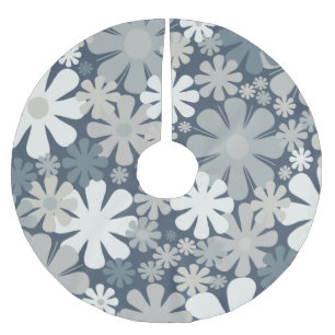 Falda Para El Árbol De Navidad De Poliéster Flores Retro Años 60 70 Estética Patrón Floral