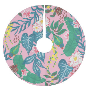 Falda Para El Árbol De Navidad De Poliéster Flores tropicales abstractas, patrón de pintura gu