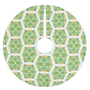 Falda Para El Árbol De Navidad De Poliéster Flores Verdes, Patrón De Flores, Patrón Floral