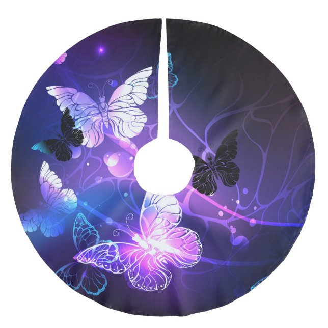 Falda Para El Árbol De Navidad De Poliéster Fondo con mariposas nocturnas (Anverso)