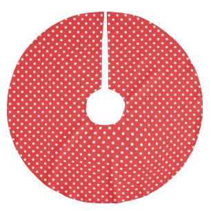 Falda Para El Árbol De Navidad De Poliéster Fondo de árbol de Navidad de puntos rojos y blanco