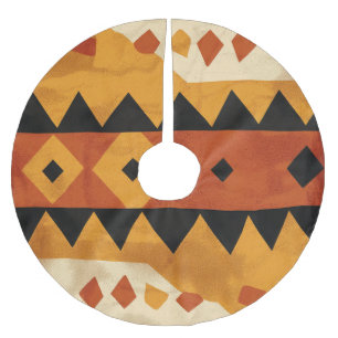Falda Para El Árbol De Navidad De Poliéster fondo de diseño africano en marrón y negro