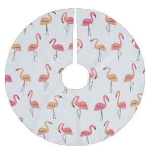 Falda Para El Árbol De Navidad De Poliéster Fondo del patrón Flamingo Diseño tropical