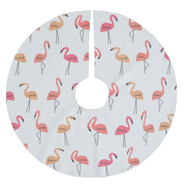Falda Para El Árbol De Navidad De Poliéster Fondo del patrón Flamingo Diseño tropical (Anverso)