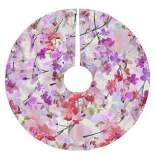 Falda Para El Árbol De Navidad De Poliéster Fondo Orquídea-Sakura